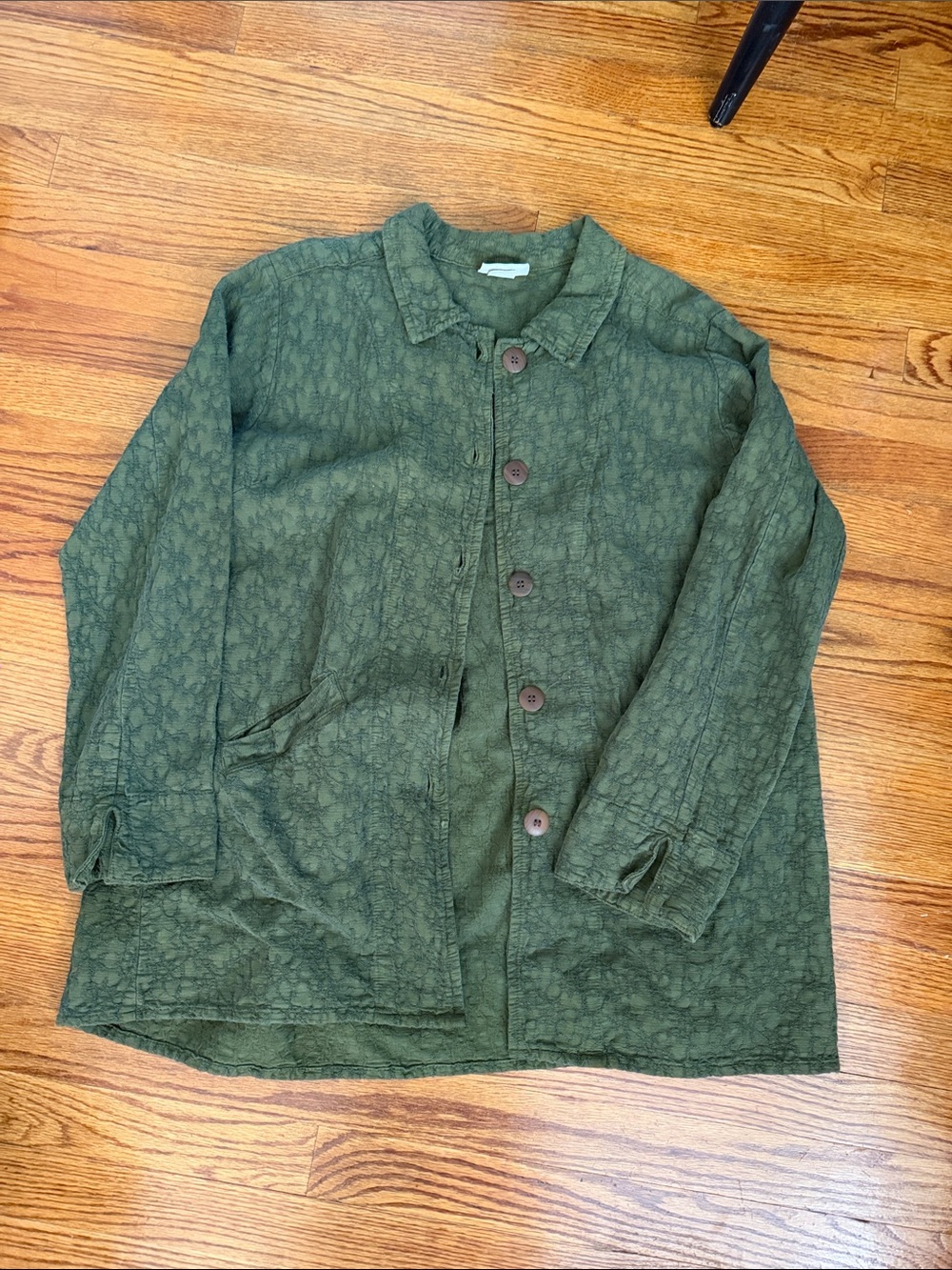 Pleted Olive Green Button-Up Jacket